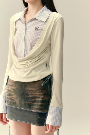 Layered Plaid Patchwork Shirt