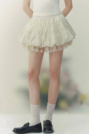 Layered Retro Lace A-Line Skirt