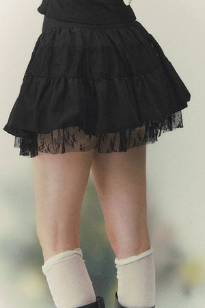 Layered Retro Lace A-Line Skirt