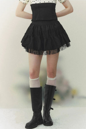 Layered Retro Lace A-Line Skirt