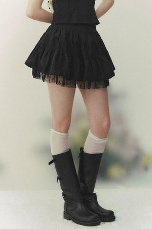 Layered Retro Lace A-Line Skirt