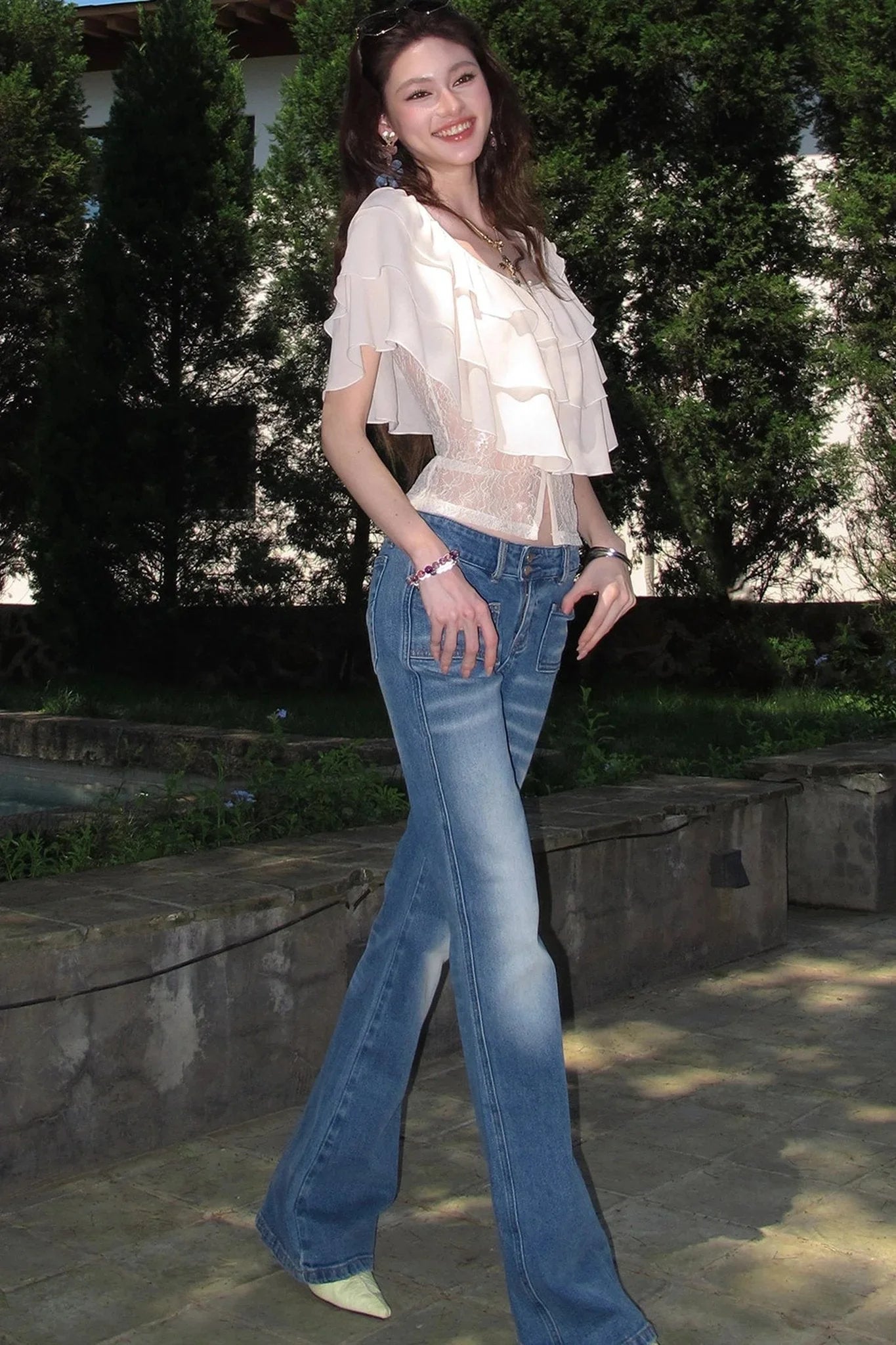 Layered Ruffle Chiffon Blouse