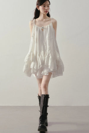Layered Ruffle Embroidered Camisole Skirt Set-Up