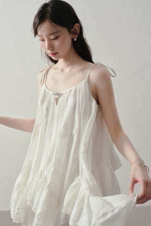 Layered Ruffle Embroidered Camisole Skirt Set-Up