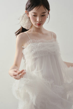 Layered Ruffle Mesh Suspender Dress