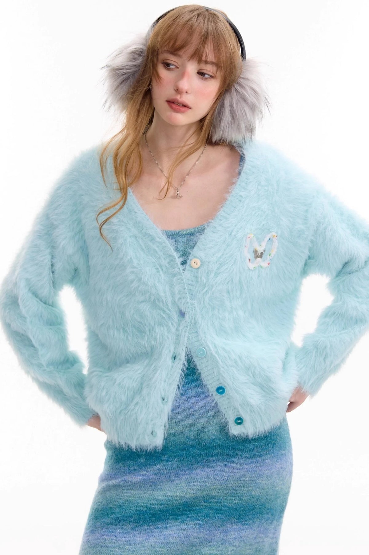 Lazy Butterfly Plush Cardigan