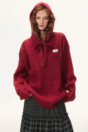 Lazy Cable Hooded Top