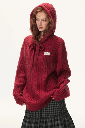 Lazy Cable Hooded Top