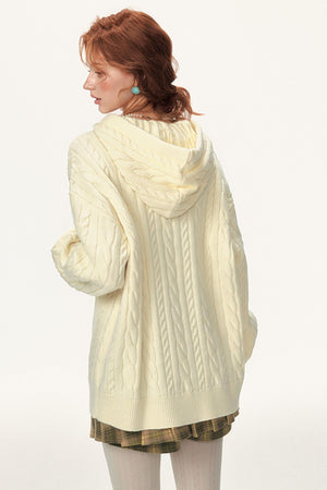 Lazy Cable Hooded Top