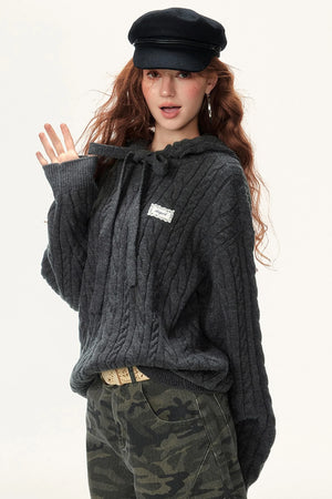 Lazy Cable Hooded Top