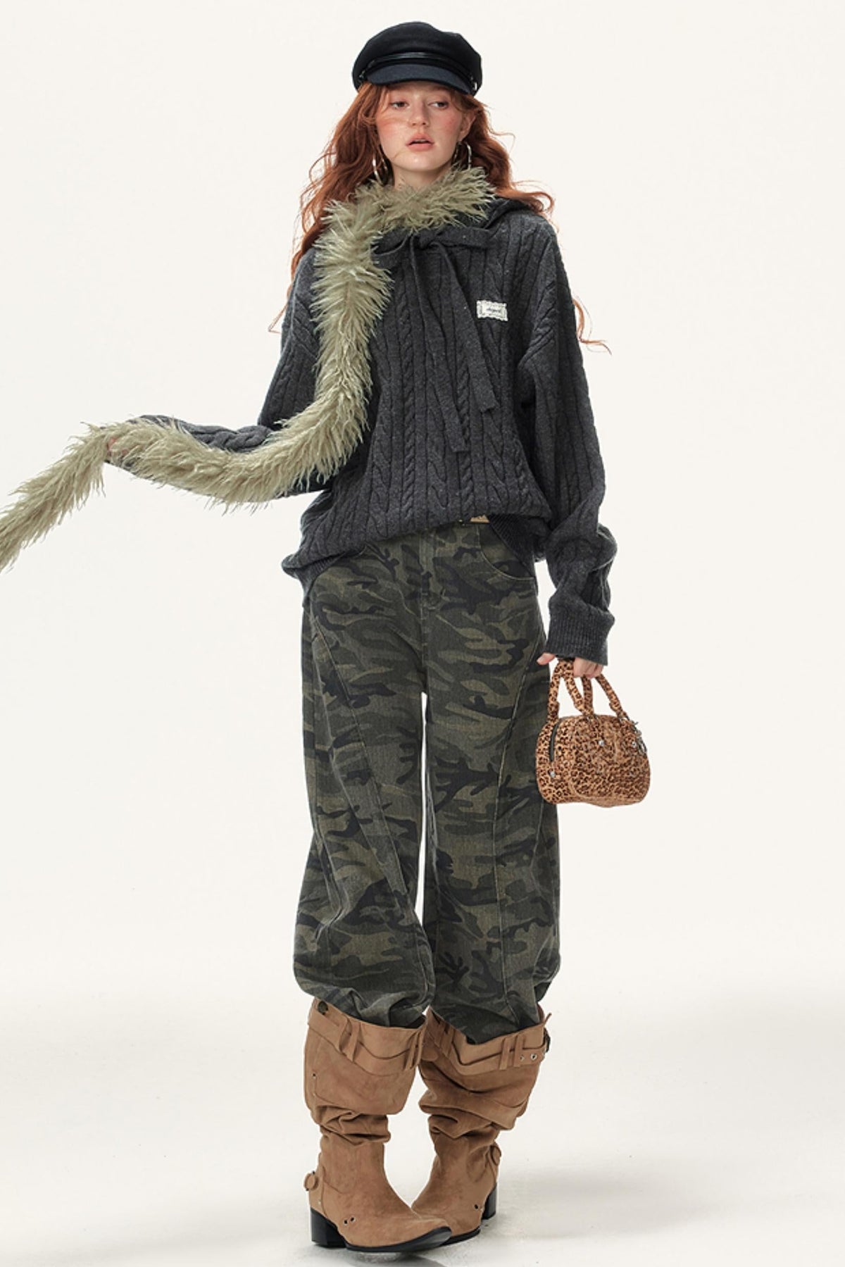 Lazy Cable Hooded Top