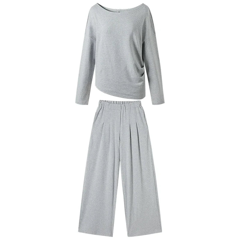 Lazy Shoulder Sweatshirt Set
