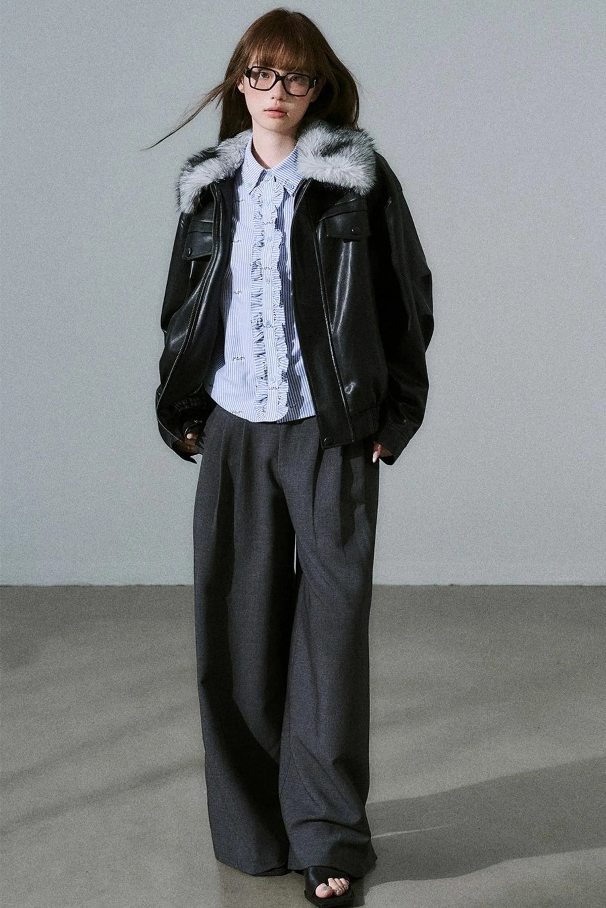 Lazy Silhouette Vintage Biker Jacket