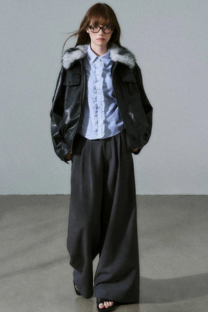 Lazy Silhouette Vintage Biker Jacket