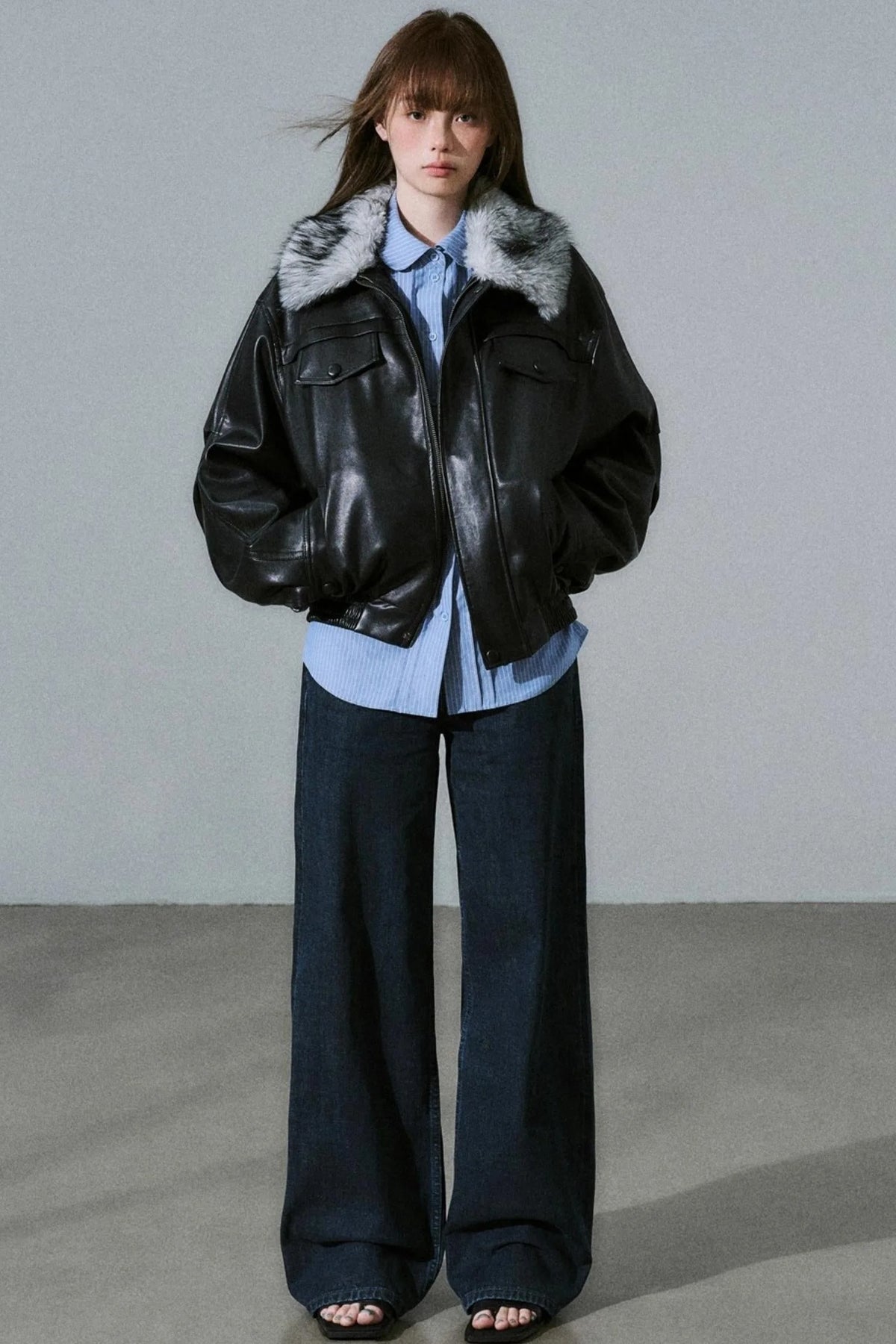 Lazy Silhouette Vintage Biker Jacket