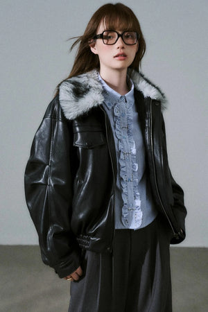 Lazy Silhouette Vintage Biker Jacket