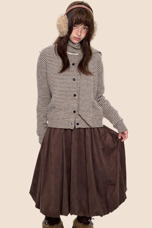 Lazy Striped Knit Cardigan Sweater