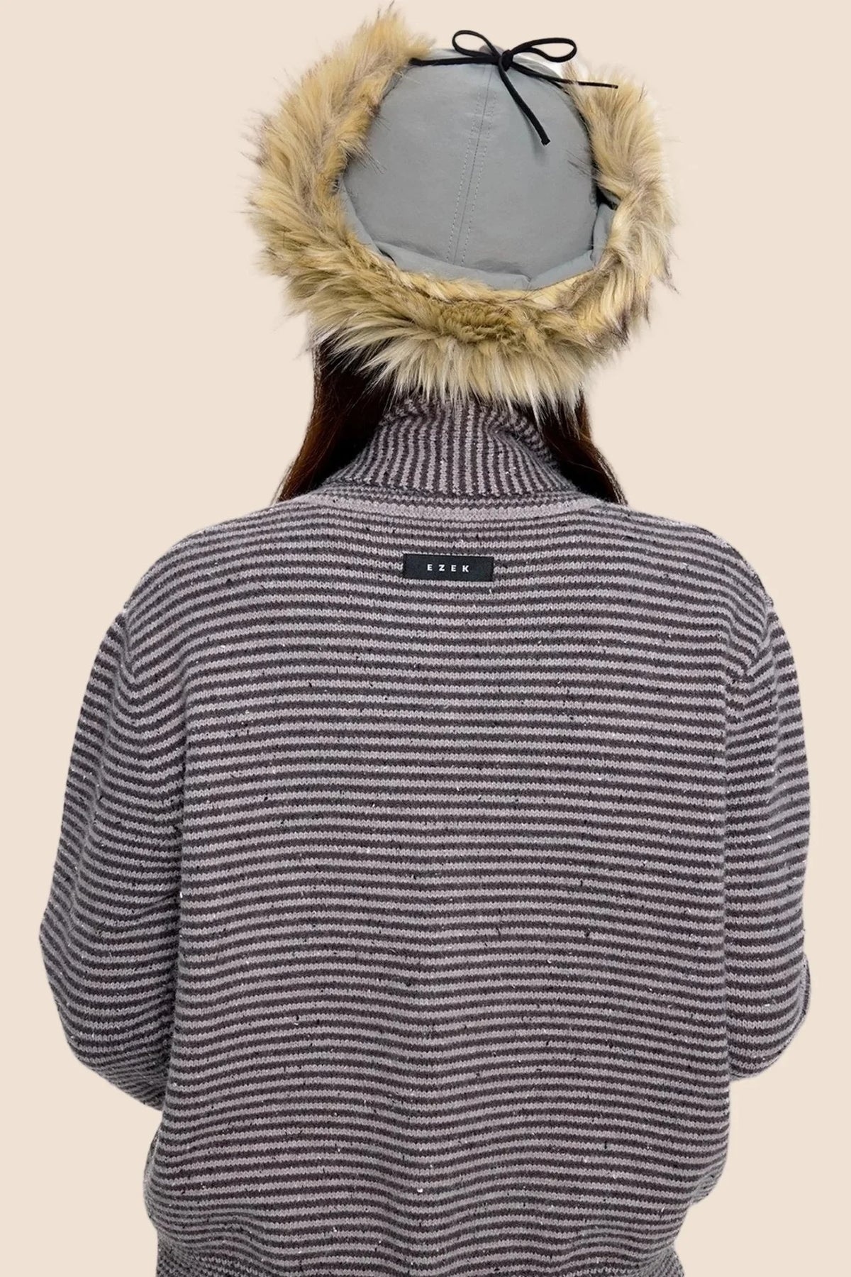 Lazy Striped Knit Cardigan Sweater
