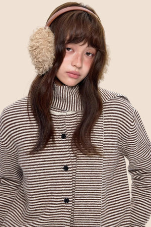 Lazy Striped Knit Cardigan Sweater