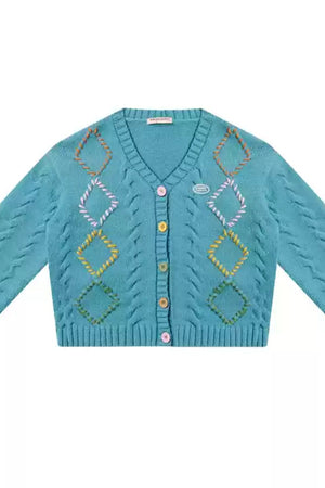 Lazy Style Rhombic Cardigan Jacket