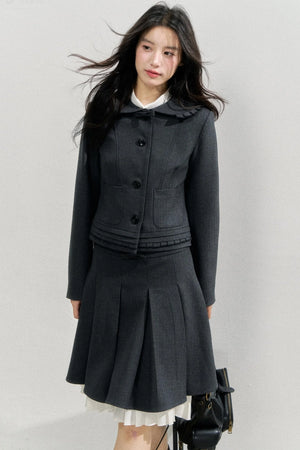 Lead Grey Preppy Blazer Skirt Set-Up