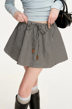 Leather Color-Block A-Line Skirt