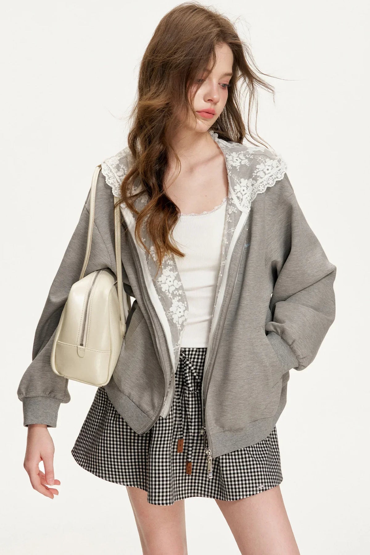 Leather Color-Block A-Line Skirt