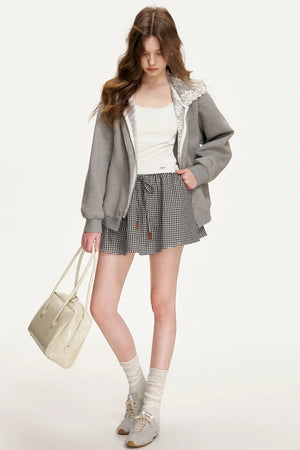 Leather Color-Block A-Line Skirt