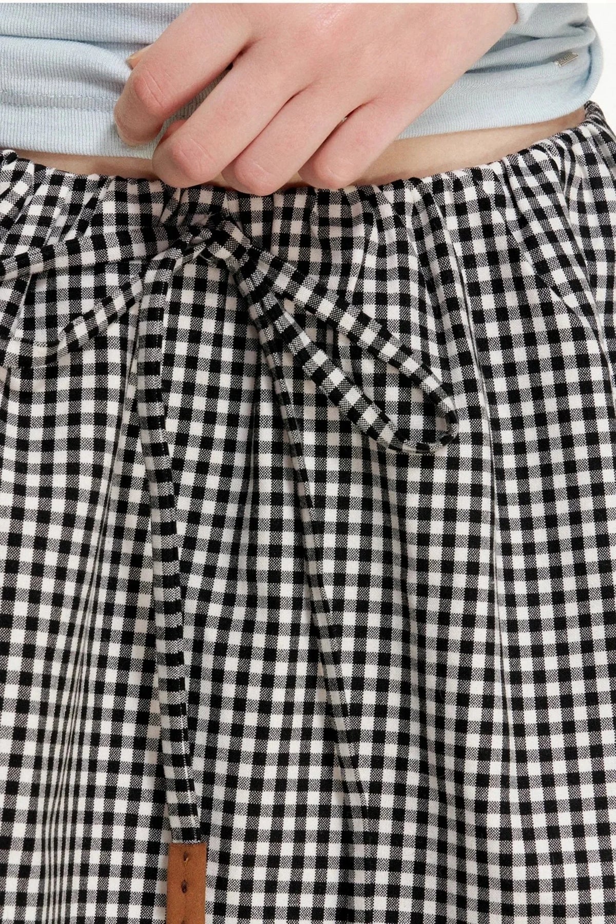 Leather Color-Block A-Line Skirt