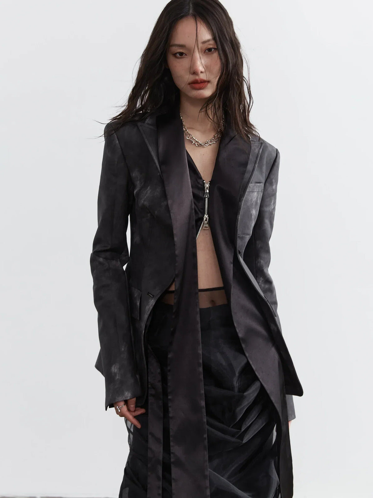 Leather Fake Two Pieces Skinny Jacket