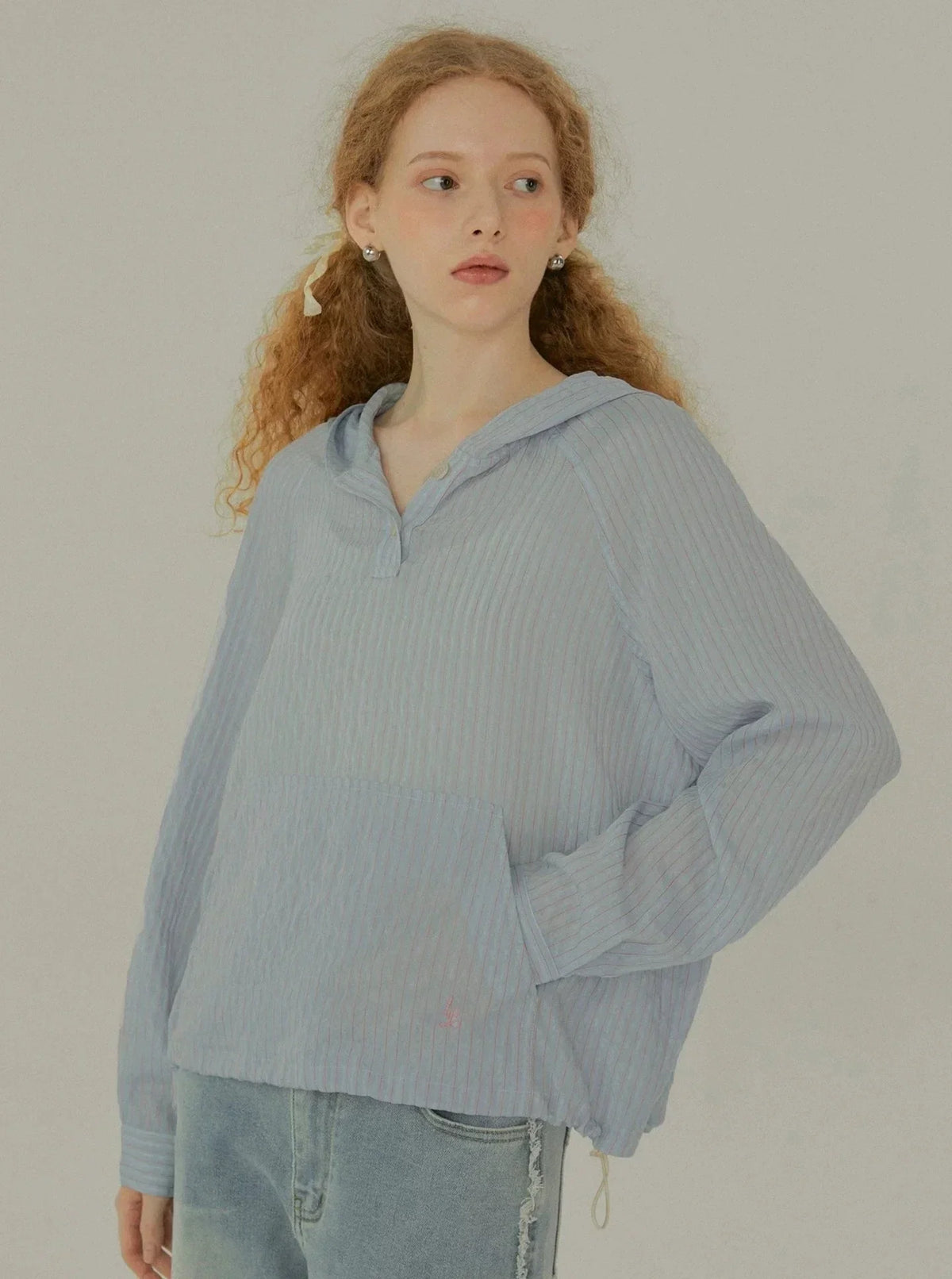 Leisure Striped Hoodie Top