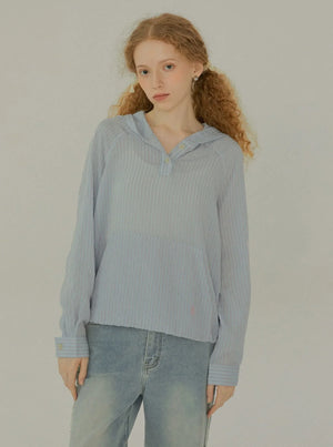 Leisure Striped Hoodie Top