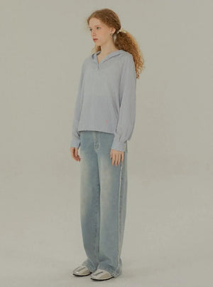 Leisure Striped Hoodie Top