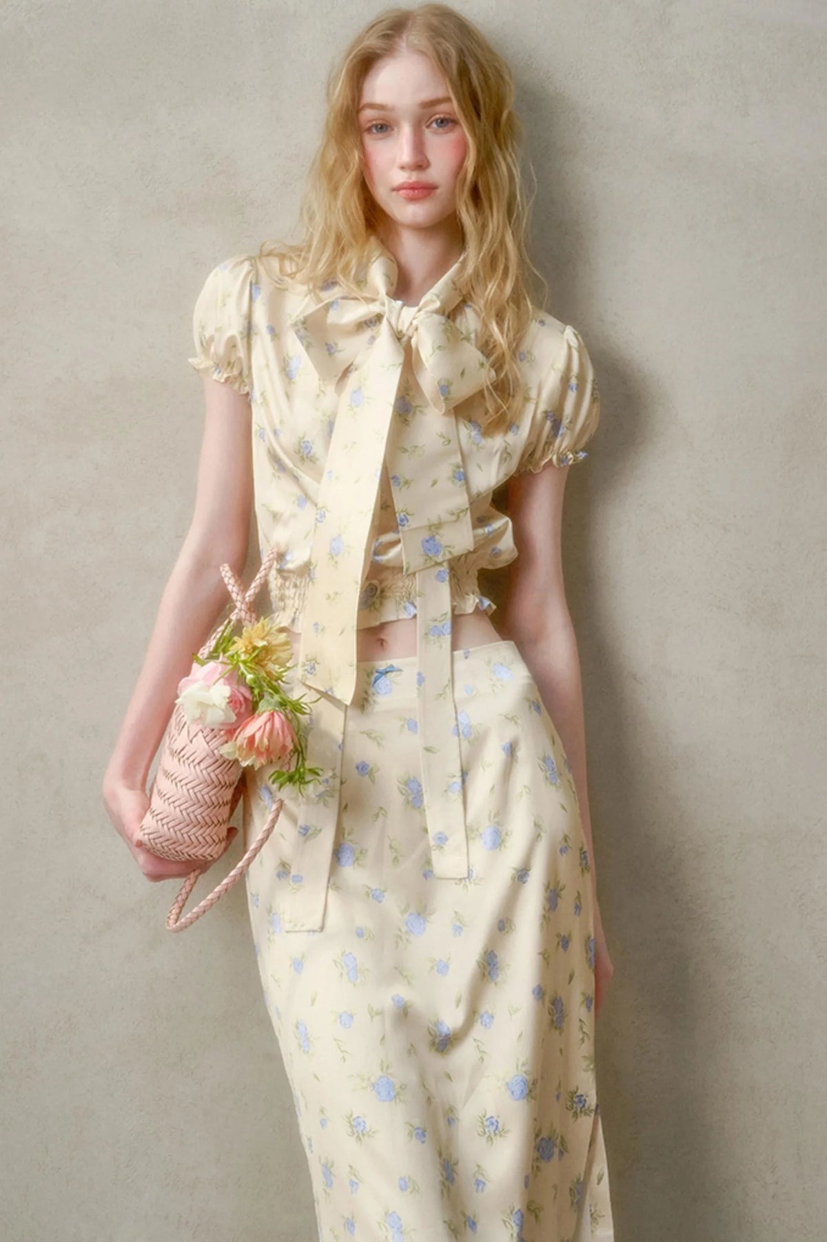 Lemon Lace Skirt With Shirt Set-Up