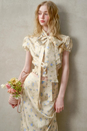 Lemon Lace Skirt With Shirt Set-Up