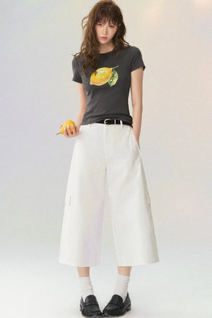 Lemon Print Short-Sleeved Blouse