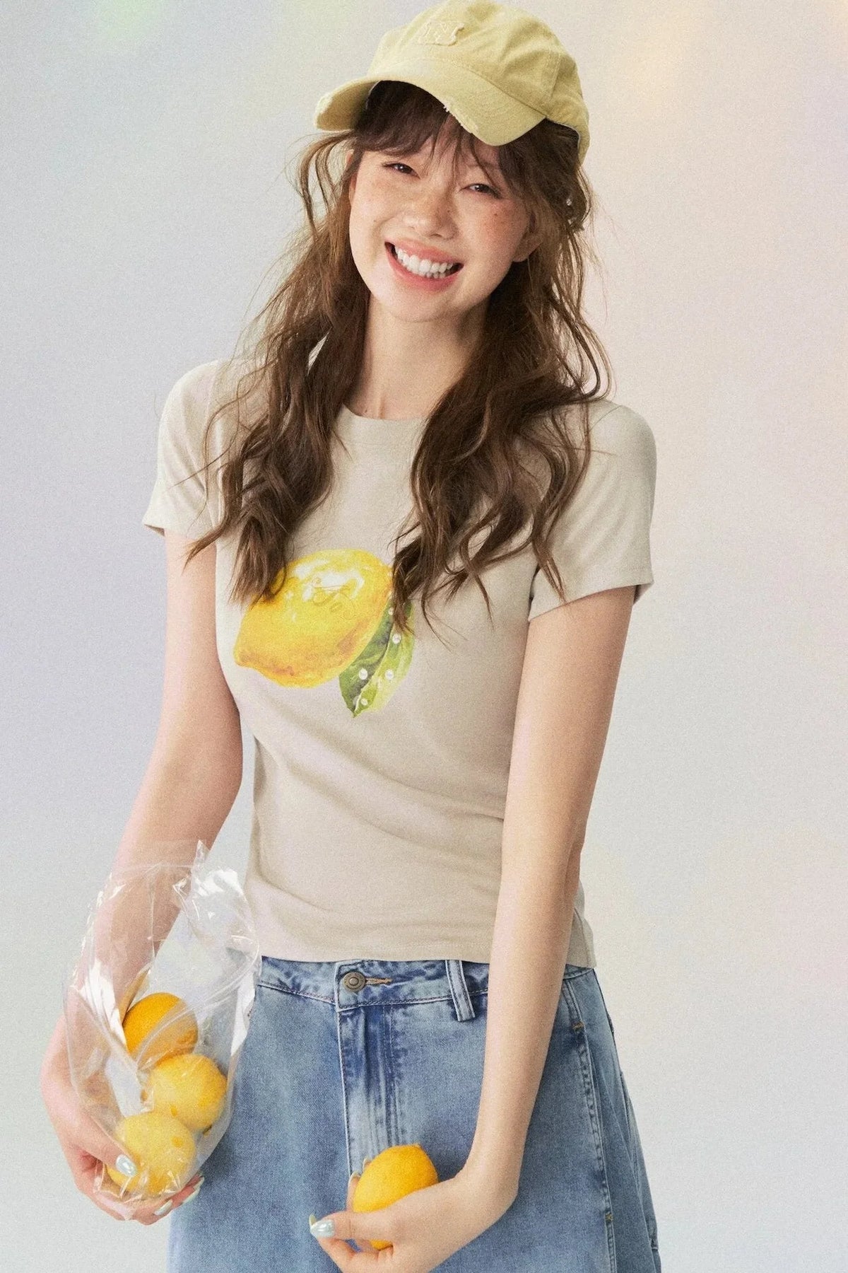 Lemon Print Short-Sleeved Blouse