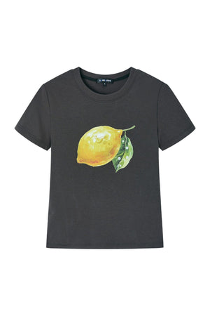 Lemon Print Short-Sleeved Blouse