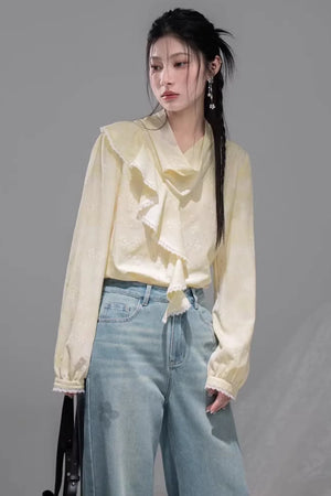 Lemon Yellow Ruffled Blouse