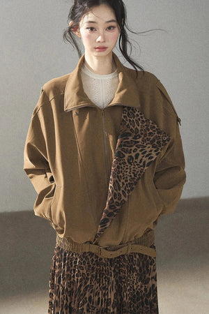 Leopard Lined Faux Suede Trench Coat