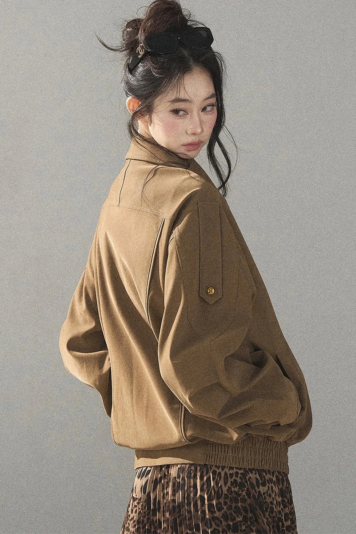Leopard Lined Faux Suede Trench Coat