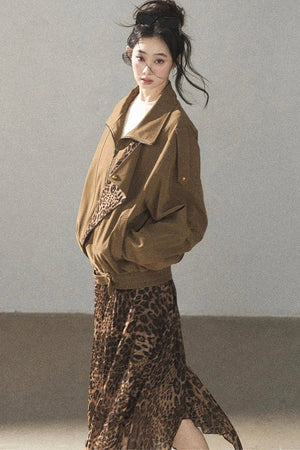 Leopard Lined Faux Suede Trench Coat