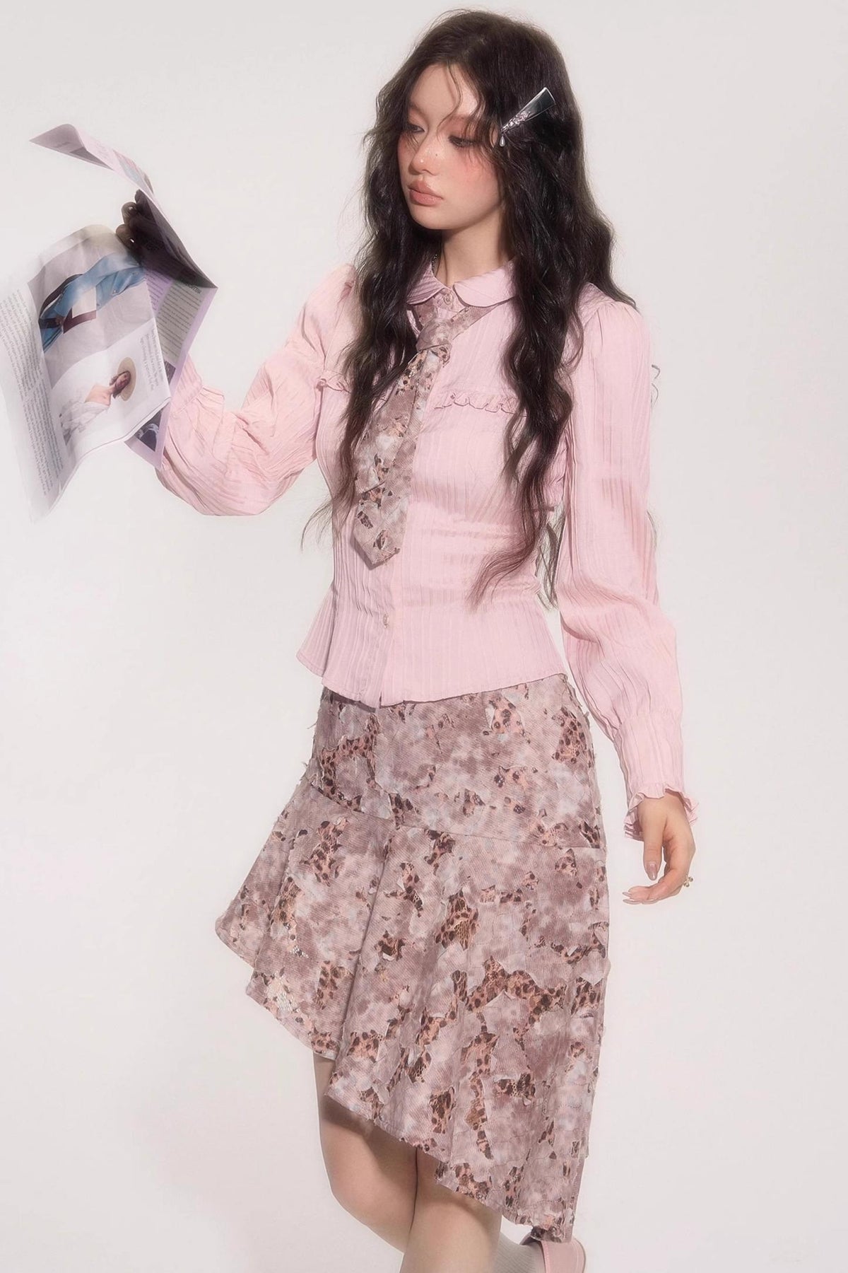 Leopard Patchwork Skirt With Tie Set-Up
