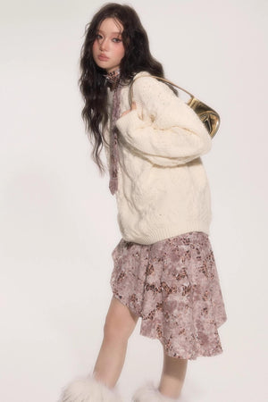 Leopard Patchwork Skirt With Tie Set-Up