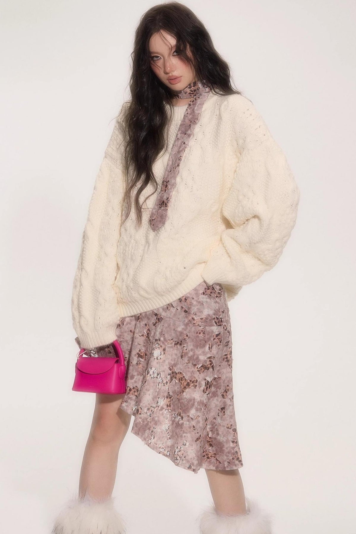 Leopard Patchwork Skirt With Tie Set-Up