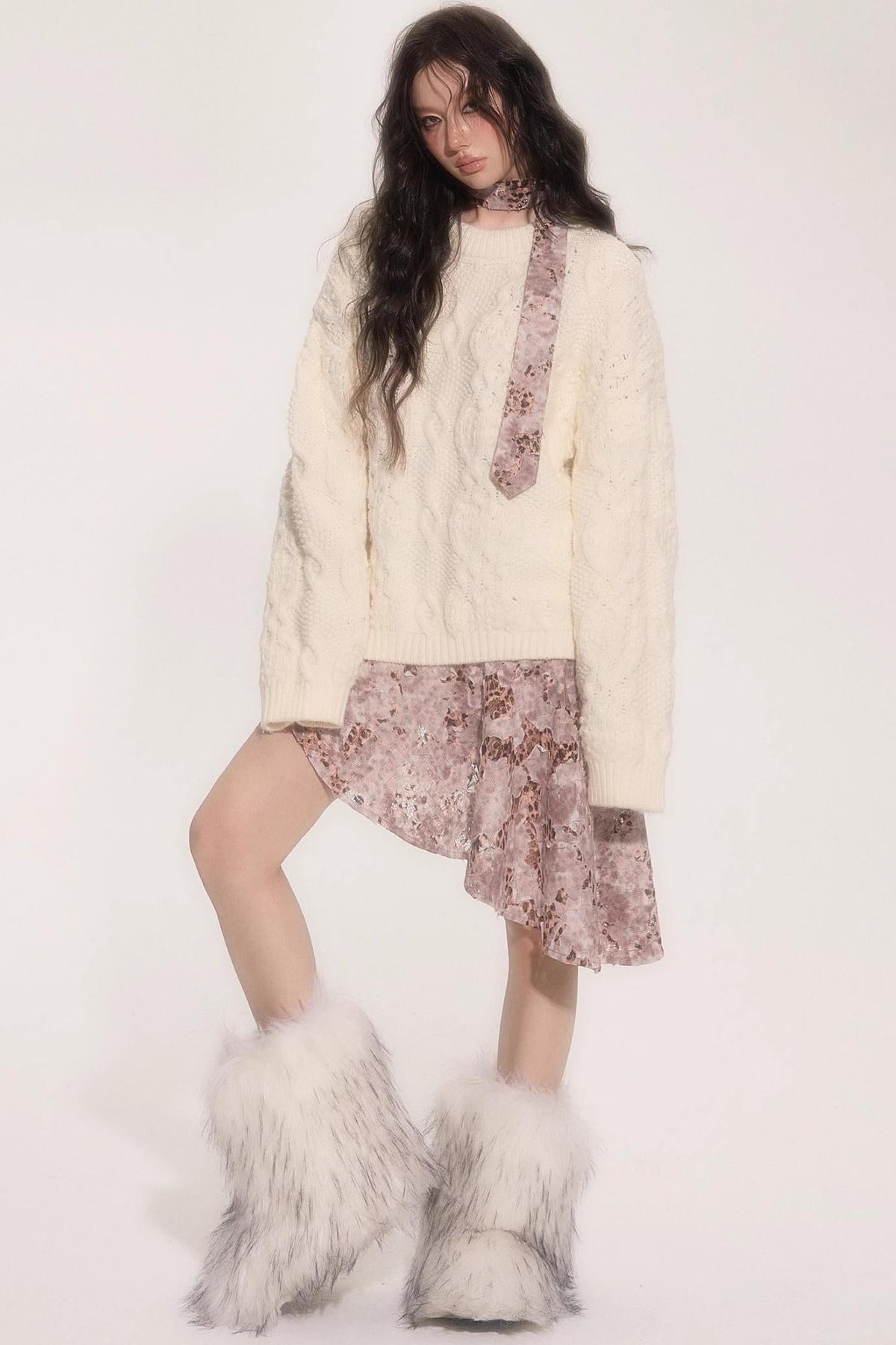 Leopard Patchwork Skirt With Tie Set-Up