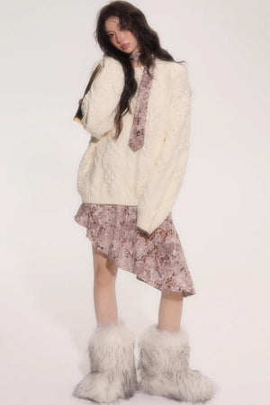 Leopard Patchwork Skirt With Tie Set-Up