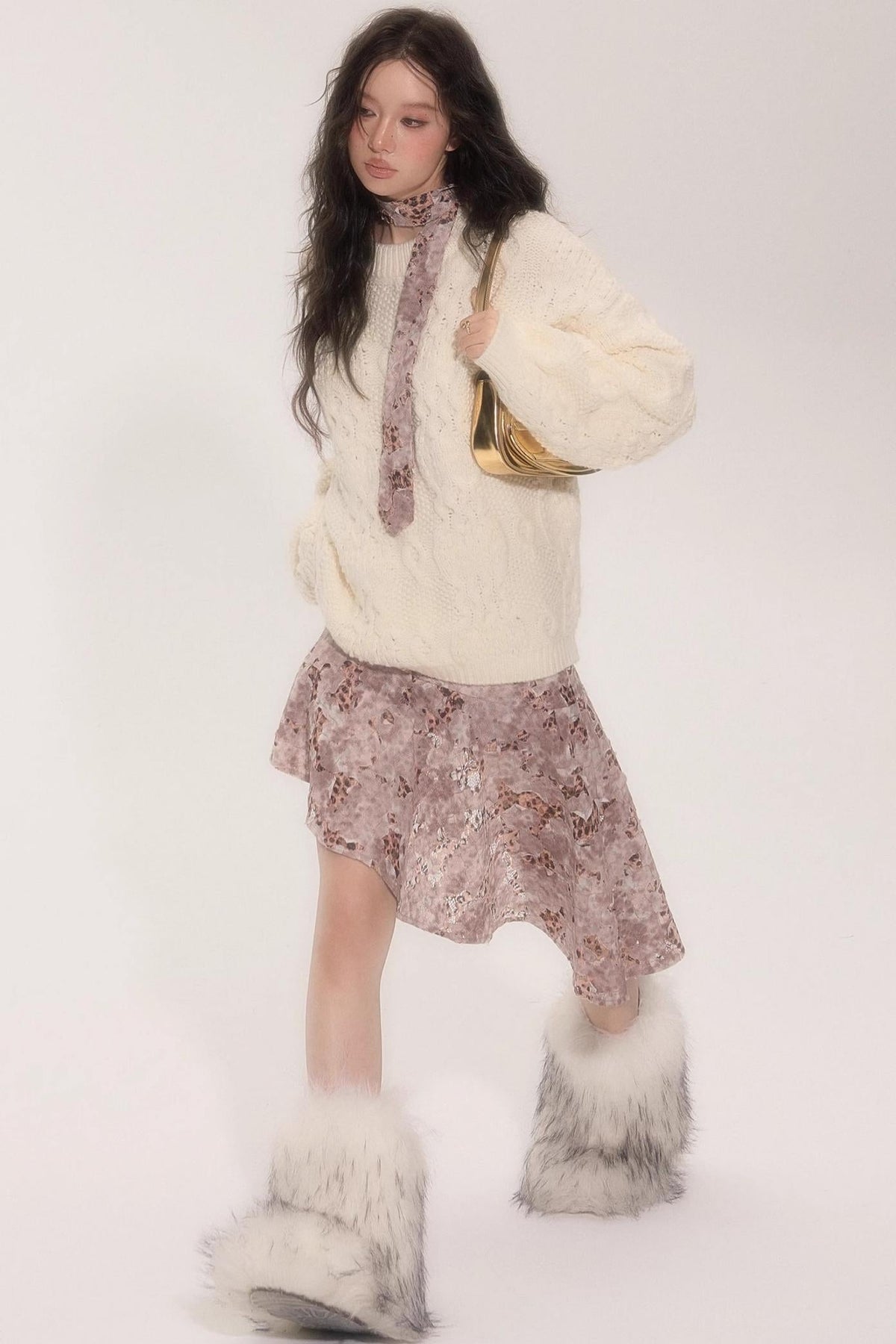 Leopard Patchwork Skirt With Tie Set-Up