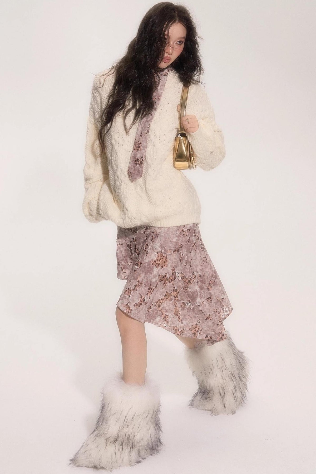 Leopard Patchwork Skirt With Tie Set-Up