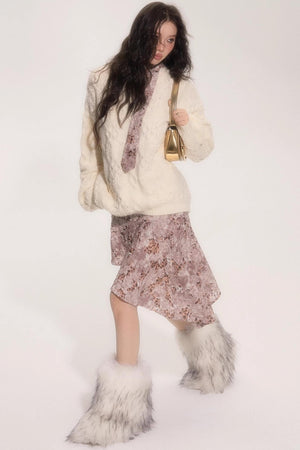 Leopard Patchwork Skirt With Tie Set-Up